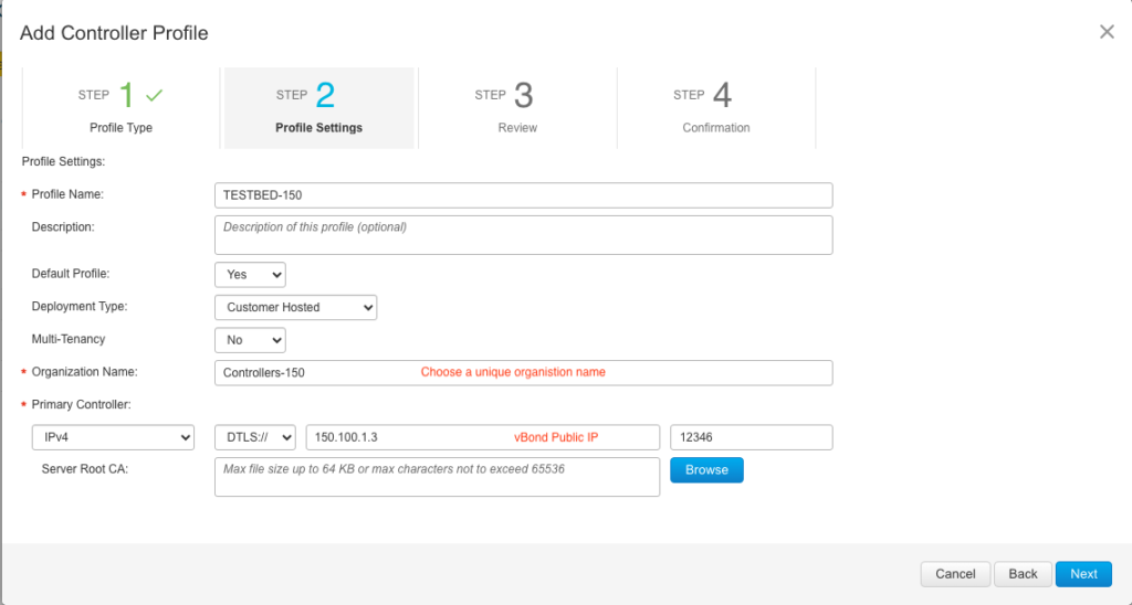 Configuring Controller profile on PNP portal